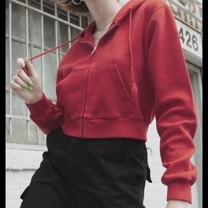 Brandy Red Cropped Zip Up